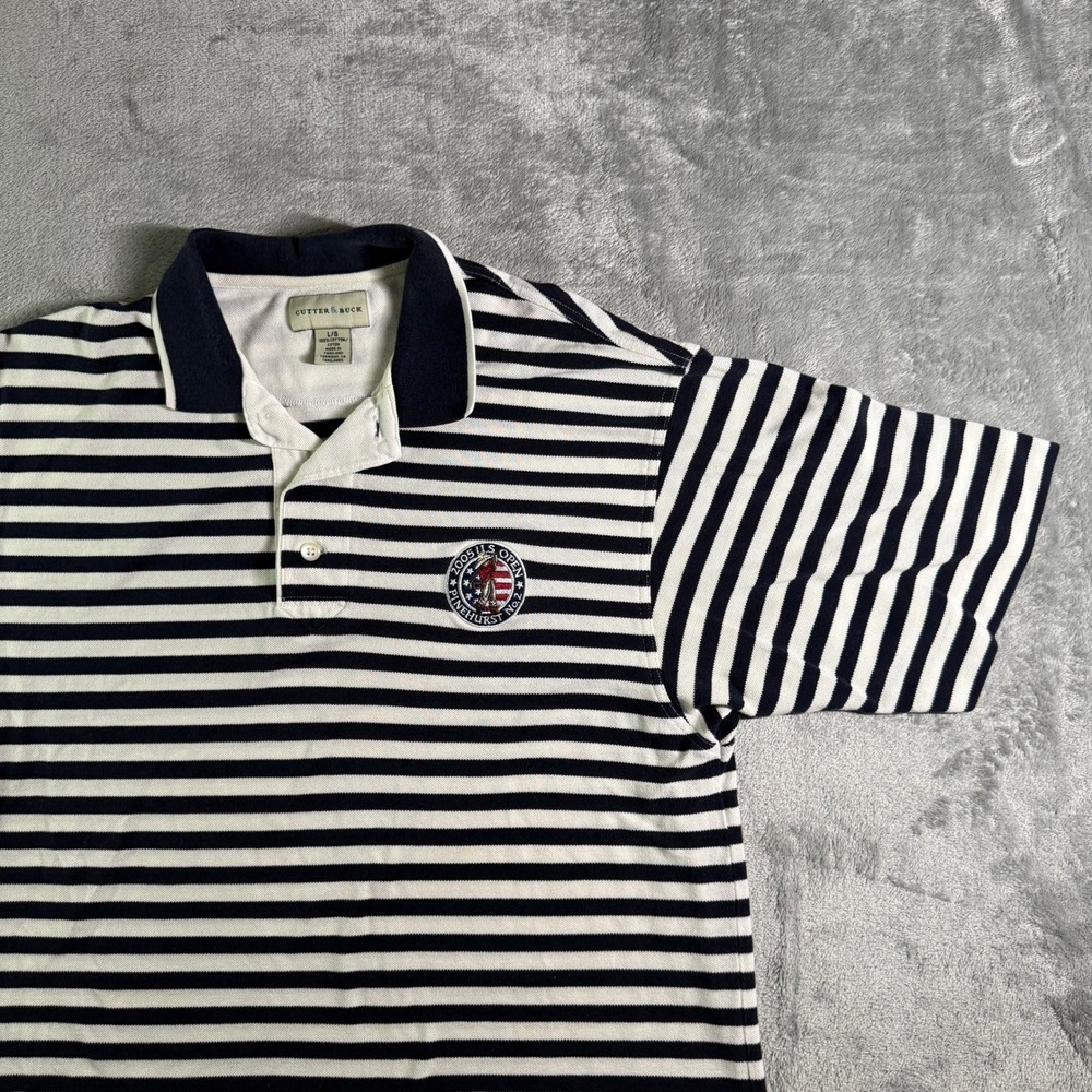 Cutter & Buck Mens Striped Golf Polo Shirt 2005 US Open Pinehurst Large